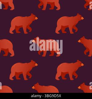 Une illustration vectorielle captivante présentant un motif répétitif d'ours grizzlis dans diverses poses. Le design met en valeur la force et la beauté du Illustration de Vecteur