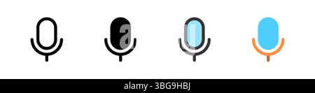 Icône définie pour le microphone. Parfait pour les applications vocales ou les outils d'enregistrement. Illustration de Vecteur