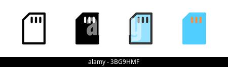 Icône définie pour la carte SIM. Idéal pour les applications de téléphonie ou l'interface utilisateur des paramètres réseau. Illustration de Vecteur
