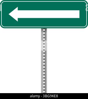 Un panneau de direction vert montre une flèche pointant vers la gauche. Illustration vectorielle Illustration de Vecteur