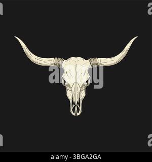 Illustration vectorielle de crâne de taureau de style dessinée à la main Illustration de Vecteur