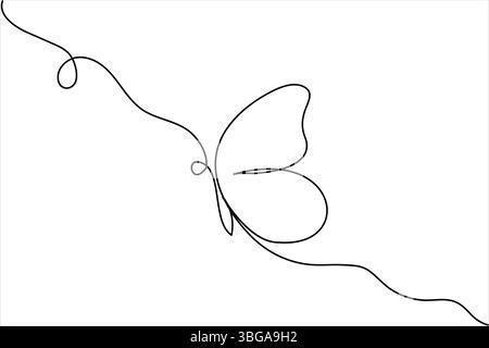 Papillon continu d'une ligne dessin minimaliste illustration vectorielle unique Illustration de Vecteur
