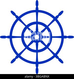 Volant de bateau classique dans la conception Silhouette noire avec huit rayons. Illustration de Vecteur