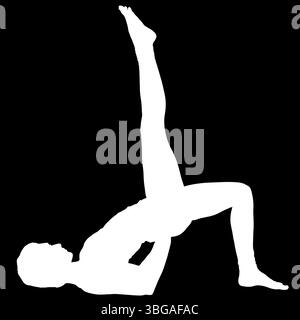 Silhouette négative d'une personne féminine effectuant l'exercice de yoga The Bridge Setu Bandhasana, Berlin, Allemagne, Europe Banque D'Images
