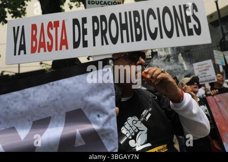Mexico, Mexique. 04 juin 2025. Des utilisateurs de vape participent à une manifestation pour protester contre l'interdiction de l'utilisation des vapes, devant le Sénat de la République du Mexique. Le 4 juin 2025 à Mexico, Mexique. (Photo de Ian Robles/Eyepix Group/SIPA USA) crédit : SIPA USA/Alamy Live News Banque D'Images