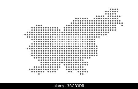 Carte vectorielle en pointillés de la Slovénie isolé sur fond blanc, facile à éditer. Illustration de Vecteur