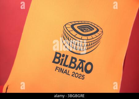 Bilbao, Espagne. 21 mai 2025. Le logo de la finale 2025 de l'UEFA Europa League Bilbao est visible sur le banc lors du match de la finale Tottenham Hotspur vs Manchester United de l'UEFA Europa League à San Mames, Bilbao. Le crédit photo devrait se lire : Jonathan Moscrop/Sportimage crédit : Sportimage Ltd/Alamy Live News Banque D'Images