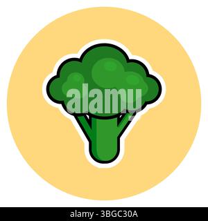 Illustration de bande dessinée lumineuse et simple d'un brocoli vert frais. Idéal pour les conceptions d'aliments sains, les graphiques éducatifs et la marque de produits biologiques. Illustration de Vecteur