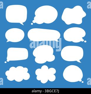 Symbole de parole parler et penser. Bulle avec des silhouettes de nuages définies. Illustration de Vecteur