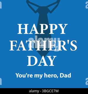 Silhouette de père et enfant avec texte de fête des pères heureuse Illustration de Vecteur