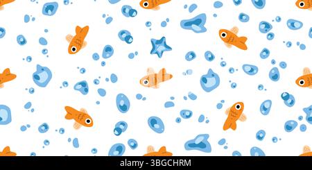 Motif sans couture de bulles de poisson de dessin animé Illustration de Vecteur