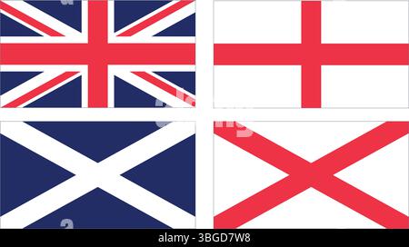 Drapeau du Royaume-Uni. Angleterre et pays de Galles. Écosse. Irlande. Illustration vectorielle Illustration de Vecteur