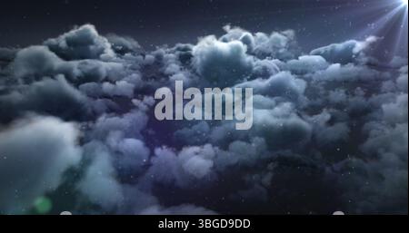 Image de nuages et de points se déplaçant au-dessus du ciel sombre Banque D'Images