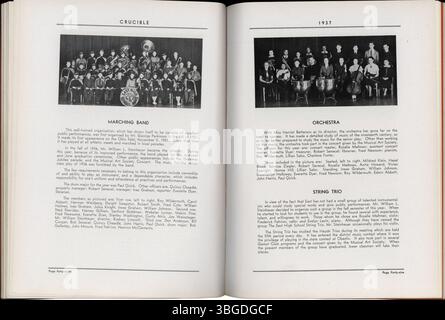 L'annuaire « Ye Crucible » de 1937 de l'East High School comprend des portraits d'étudiants, des profils de professeurs et des faits saillants des activités scolaires. Fondée en 1922, East High School a subi des rénovations en 2008. Banque D'Images