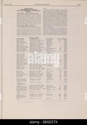 Cette section du Columbus City Bulletin de 1989 présente les délibérations du conseil municipal, les ordonnances, les soumissions de propositions, les notes de la fonction publique et les mises à jour ministérielles sur les actions officielles. Banque D'Images