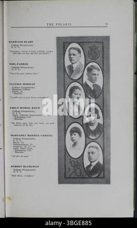 L'édition 1918 de l'annuaire Polaris met en lumière le bâtiment de l'école secondaire North, conçu à l'origine par Frank L. Packard. Ouvert en 1893, il a été une partie importante de l'histoire éducative de Colomb. Le bâtiment a été remplacé en 1924 par une structure moderne sur East Arcadia Avenue, devenant plus tard Columbus International High School en 2012 après sa fermeture en 1979. Banque D'Images