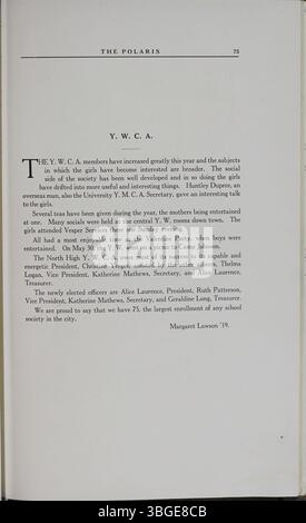 Cette page de l'annuaire de l'école secondaire North 1919, 'The Polaris Annual', met en évidence la structure originale de style roman datant de 1893. Conçu par l'architecte Frank L. Packard, le bâtiment a été remplacé par une nouvelle école au 100 East Arcadia Avenue en 1924. Banque D'Images