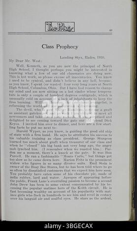 L'annuaire « The Polaris » 1916 marque une année importante pour le North High School de Columbus, Ohio. Le principal Charles D. Everett, qui a servi à partir de 1893, a dirigé l'école à travers des décennies de développement éducatif. Le bâtiment original de style roman de l'école, conçu par Frank L. Packard, a été construit au 100 West 4th Avenue en 1892. La nouvelle installation a ouvert ses portes en 1924, et North High a été intégrée aux Columbus City Schools. Banque D'Images