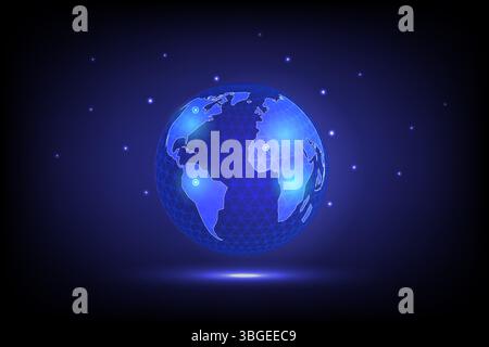 Concept commercial global avec des lignes de carte du monde et des points pour la connexion réseau, illustration vectorielle Illustration de Vecteur