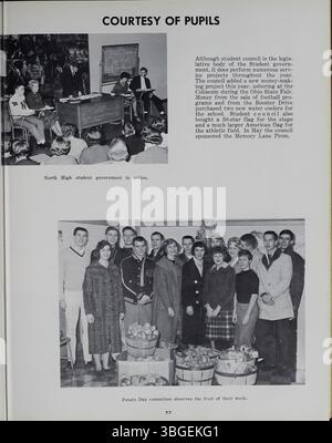 L'annuaire de 1961, intitulé « Memory Book », commémore l'histoire de North High School, fondée en 1893. L'école se trouvait à l'origine au 100 West 4th Avenue et a été conçue par Frank L. Packard. Après sa construction initiale en 1892-93, le bâtiment a été remplacé en 1924. La nouvelle école a ouvert ses portes au 100 East Arcadia Avenue et est restée en activité jusqu'à sa fermeture en 1979. Il a été rouvert sous le nom de Columbus International High School en 2012. Banque D'Images