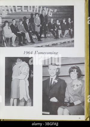 L’annuaire de la Reynoldsburg High School de 1965, intitulé Reynolian, reflète l’histoire du système scolaire. La première école du canton de Truro a été établie en 1819 dans une cabane en rondins. L'école de briques de deux étages a été achevée en 1858 à l'intersection de Jackson Street et Broadwyn Drive. La Reynoldsburg Union Academy a été fondée en 1868 et a obtenu son diplôme de première classe en 1871. Le premier annuaire, Reynolian, a été publié en 1943, le bâtiment servant maintenant de Hannah J. Ashton Middle School. Banque D'Images