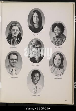 Marion Franklin High School, situé à Columbus, Ohio, a ouvert en 1953 comme une école publique desservant les classes 7 à 12. L'école faisait partie du district scolaire du canton de Marion et est documentée dans l'annuaire de 1976, Diabolis. Banque D'Images