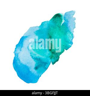 Bannière bleue et verte de taches d'aquarelle dessinée à la main Banque D'Images