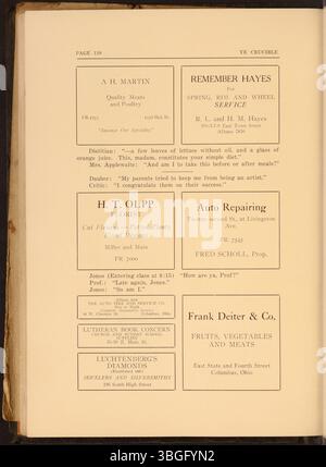 L'annuaire 1928 de l'East High School, Ye Crucible, enregistre le bâtiment de la deuxième East High School au 1500 East Broad Street, Columbus, Ohio. Conçu par Howell & Thomas dans un style néo-classique, il a été achevé en 1922 et dédié en 1923. Les rénovations de l'école ont été finalisées en décembre 2008. La First East High School a fonctionné temporairement à partir de 1897 sur divers sites. Banque D'Images