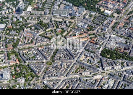 Szczecin, Centrum, rond-point, Plac Grunwaldzki, Poméranie, centre, Szczecin, Voïvodie de Poméranie, voïvodie de Poméranie occidentale, Pologne vue aérienne Banque D'Images