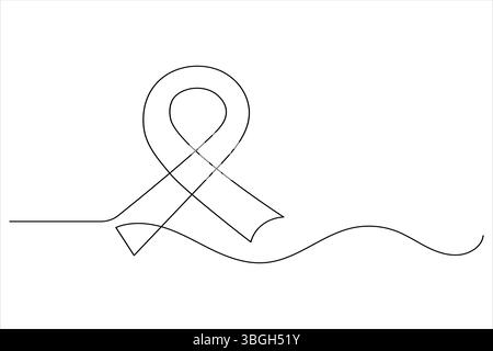 Ruban de style minimaliste en dessin continu d'une ligne avec illustration vectorielle de contour isolé Illustration de Vecteur