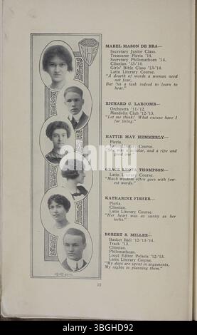 L'édition 1914 de l'annuaire Polaris marque le début de l'année scolaire de la North High School. L'annuaire célèbre son histoire, de la première école construite en 1893 au remplacement ultérieur du bâtiment d'origine en 1924. Banque D'Images