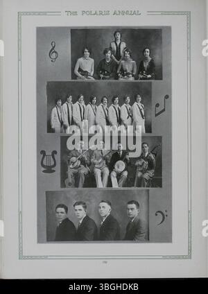 L'édition 1928 de l'annuaire de North High School, « The Polaris Annual », reflète l'histoire de l'école et les contributions de ses dirigeants. Le premier lycée North, construit en 1892-1893 par l'architecte Frank L. Packard, a été construit dans le style Renaissance romane. Le nouveau bâtiment North High a ouvert ses portes en 1924 sur East Arcadia Avenue et est resté en activité jusqu'à sa fermeture en 1979. Il a rouvert sous le nom de Columbus International High School en 2012. Banque D'Images