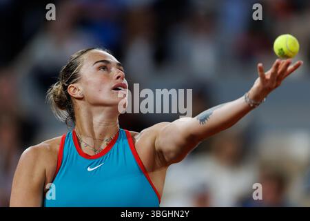 Paris, France. 05 juin 2025. Aryna Sabalenka lors du Roland Garros 2025. Crédit : Corleve/Alamy Live News Banque D'Images
