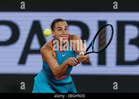 Paris, France. 05 juin 2025. Aryna Sabalenka lors du Roland Garros 2025. Crédit : Corleve/Alamy Live News Banque D'Images