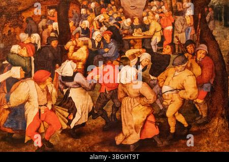 Angleterre, Somerset, Bath, Musée Holburne, peinture d'une danse de mariage en plein air par l'artiste flamand Pieter Brueghel le jeune datée de 1607 Banque D'Images