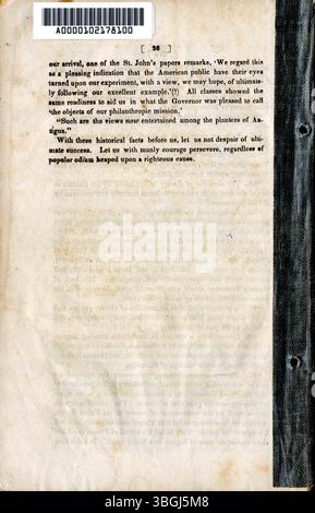 1838 actes de la convention de l'Indiana à Milton, comté de Wayne, détaillant la création d'une société d'État anti-esclavage et incluant des discours et des documents fondateurs. Banque D'Images