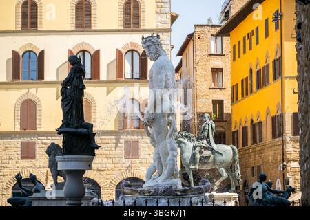 La fontaine de Neptune par Bartolomeo Ammannati, 1575, Piazza della Signoria, Florence, Patrimoine mondial de l'UNESCO, Toscane, Italie, Europe Banque D'Images