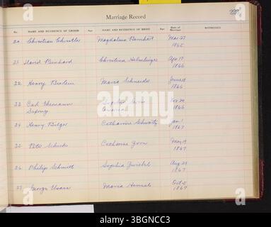 Les registres officiels de l'église Mark Lutheran à Clay Township, Auglaize County, Ohio, couvrant les baptêmes, les mariages, et funérailles entre 1835 et 1913. Les procès-verbaux sont rédigés en anglais. Banque D'Images