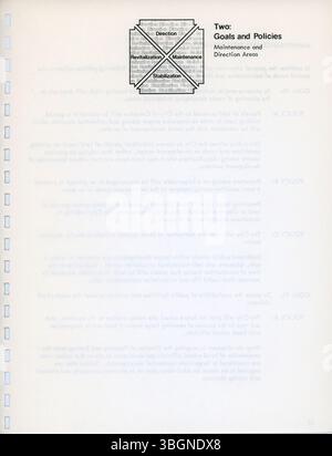 Le plan d'aide au logement pour la troisième année de 1977 présente des recommandations en vertu de la Loi sur le logement et le développement communautaire de 1974. Le rapport met en lumière les conditions de logement et propose des solutions, appuyées par des cartes et des tableaux, pour assurer un logement abordable et sûr grâce à une collaboration public-privé. Banque D'Images