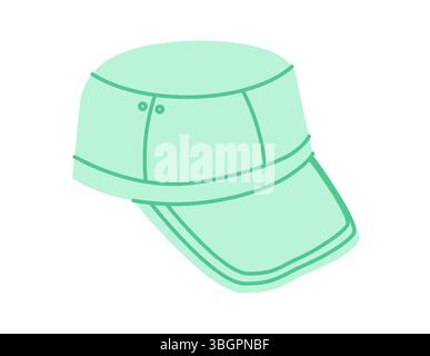 Field Army Cap Hat Summer Head accessoire mode vêtements illustration technique. Casque vectoriel pour hommes, femmes, style unisexe, modèle plat CAD maquette contour d'esquisse isolé Illustration de Vecteur