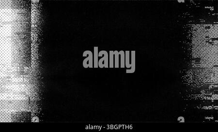 Une texture abstraite avec un dégradé de noir et blanc, mettant en valeur un motif grunge tramé avec des éléments pixélisés. L'image a une effe de pépin Banque D'Images