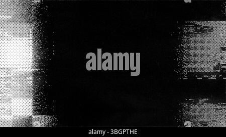 Arrière-plan numérique abstrait avec des effets de pépins avec une texture grunge, une distorsion de pixel et des motifs de demi-teinte. La composition comprend une tonne sombre Banque D'Images