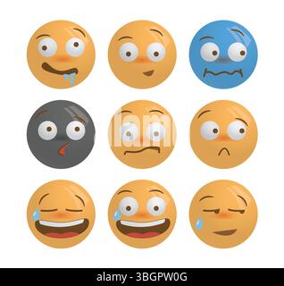 Vecteur d'icônes emoji de visage émotionnel. Illustration de Vecteur