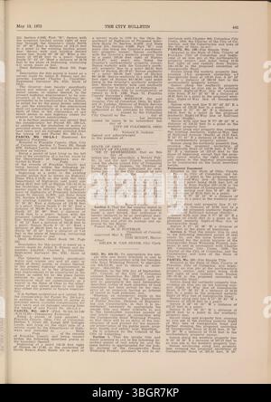 Le Columbus City Bulletin de 1972 contient les délibérations du conseil municipal, les ordonnances, les résolutions, les propositions, les rapports de la fonction publique, et des activités du conseil d'achat. Ceux-ci sont publiés sous la supervision du greffier de la ville. Banque D'Images