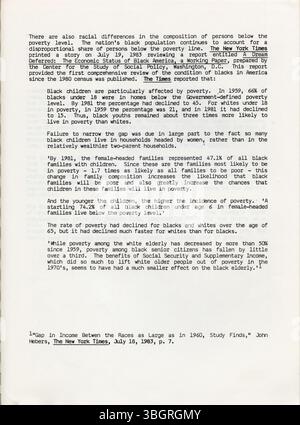 Ce rapport de 1984, « changements dans les personnes en dessous du niveau de pauvreté », analyse les changements dans les niveaux de pauvreté dans le centre de l'Ohio, en utilisant les données du recensement américain de la population et du logement de 1970 et 1980. Il s'agit du quatrième d'une série de rapports visant à comprendre les changements sociaux et économiques survenus au cours de la décennie. Banque D'Images