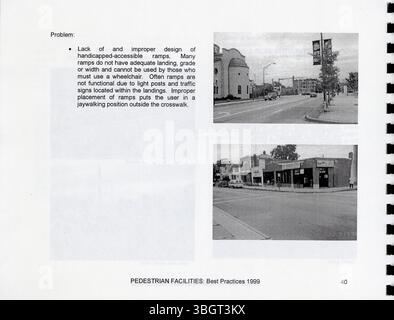 Pratiques exemplaires pour les installations piétonnes 1999 est un guide qui vise à aider les collectivités à établir de nouveaux programmes pour les piétons ou à améliorer ceux qui existent déjà en utilisant des pratiques exemplaires à l'échelle nationale pour résoudre les lacunes identifiées dans les infrastructures. Banque D'Images