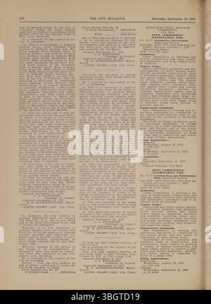 Ce Bulletin de la ville de Columbus de 1957 contient les délibérations du conseil municipal, les ordonnances, les résolutions, les soumissions publiques, les mises à jour de la fonction publique, et des activités du conseil d'achat. Il fournit également des actions officielles des départements de la ville. Banque D'Images