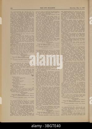 Ce numéro de 1957 du Columbus City Bulletin contient les délibérations du conseil municipal, les ordonnances adoptées, les résolutions adoptées, les annonces de soumissions, les mises à jour de la fonction publique, et les rapports du conseil d'achat et des départements de la ville. Banque D'Images