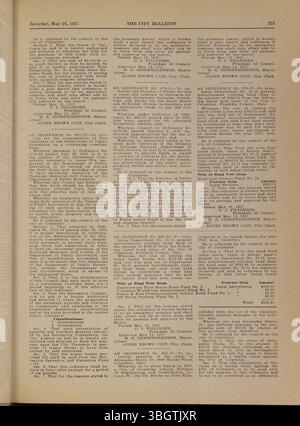 Le Columbus City Bulletin de 1957 contient des actes du conseil municipal, des ordonnances, des résolutions, des mises à jour de la fonction publique, des annonces de soumissions, et les activités des départements de la ville et de la Commission des achats. Banque D'Images