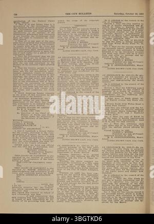 Le Columbus City Bulletin de 1957 contient les délibérations du conseil municipal, les ordonnances, les résolutions, les annonces de soumissions, les mises à jour de la fonction publique, et des activités du conseil d'achat. Banque D'Images